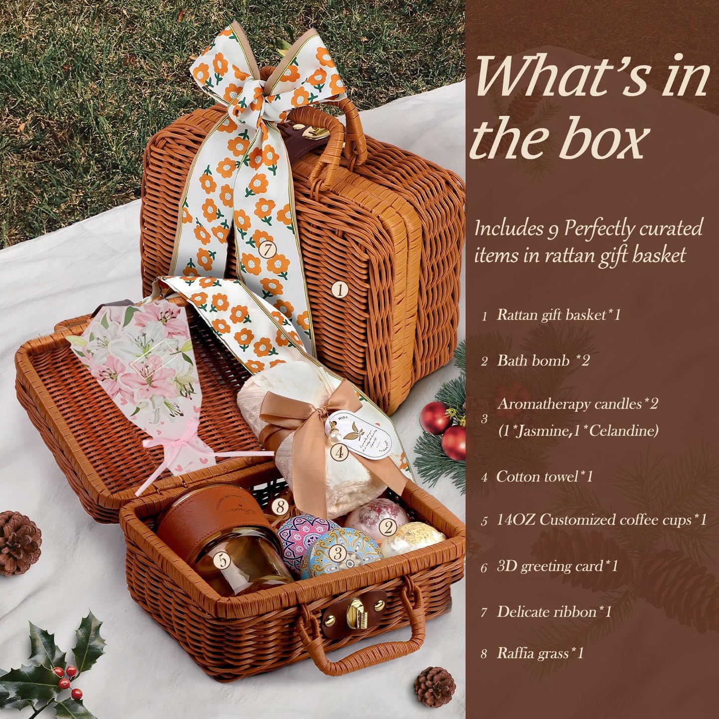 Unique Mother's Day Gift Baskets for Women,Happy Birthday Bath Set Relaxing Spa Gift Baskets Ideas for Women,Her,Mom, Sister, Coworker, Wife, Girlfriend,Luxury Get Well Soon Self Care Gifts for Women.