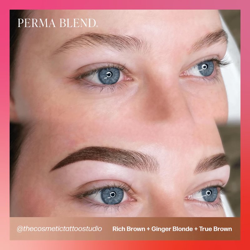 Perma Blend Light Brown Eyebrow Tattoo Ink Pigment, Professional Brow Microblading Supplies, 1/2 oz Bottle