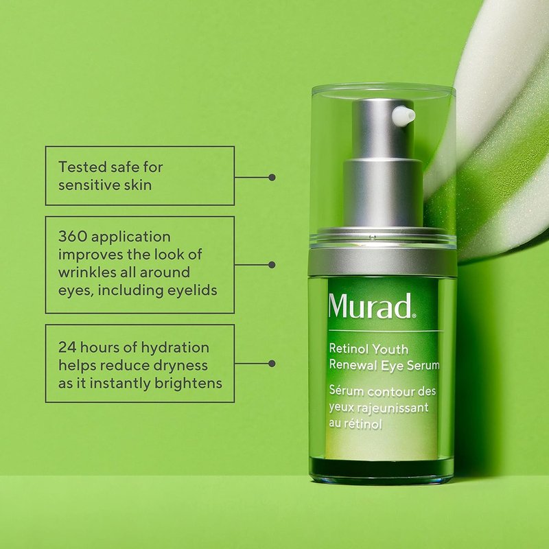 Murad Retinol Youth Renewal Eye Serum - Reduce Dark Circles & Puffiness | Gentle Nightly Formula - 0.5 oz