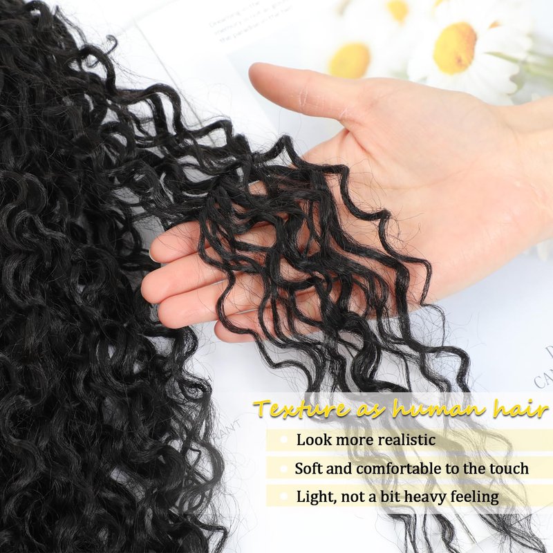 HUA 14 Inch Curly V Part Wig Human Hair Mixed Synthetic Upgrade U Part Human Hair Wig for Black Women Daily Use Glueless V Shape Wigs Afro Curly Wigs 180% Density 1B#