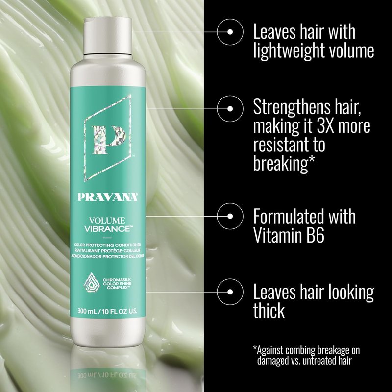 Pravana Volume Vibrance Conditioner - Lightweight Volume & Lift for Fine Color-Treated Hair | Strengthens & Reduces Breakage | Vegan Formula