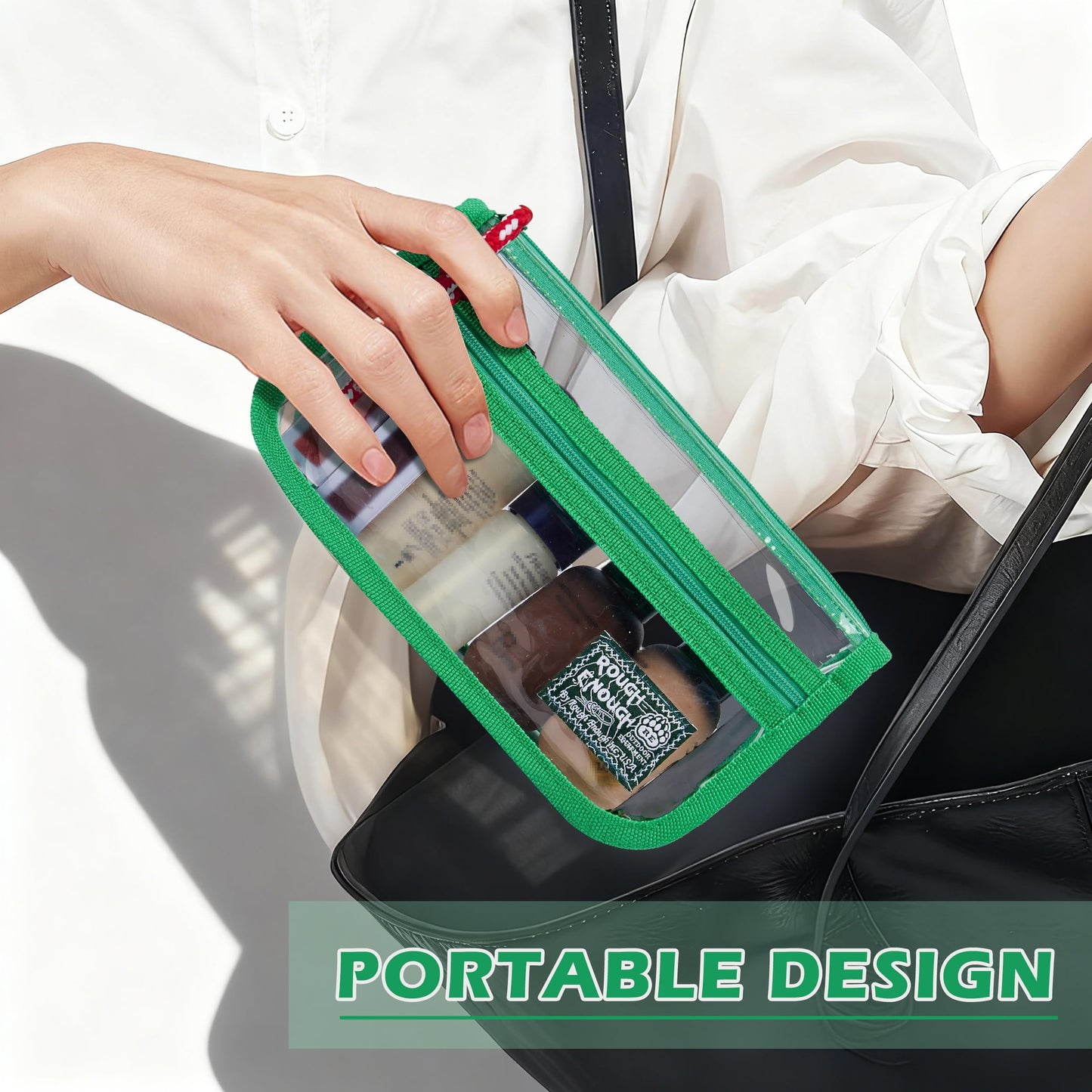 Rough Enough Clear TSA Approved Toiletry Bag Small Travel Makeup Case Organizer Pouch with Zipper for Women Men