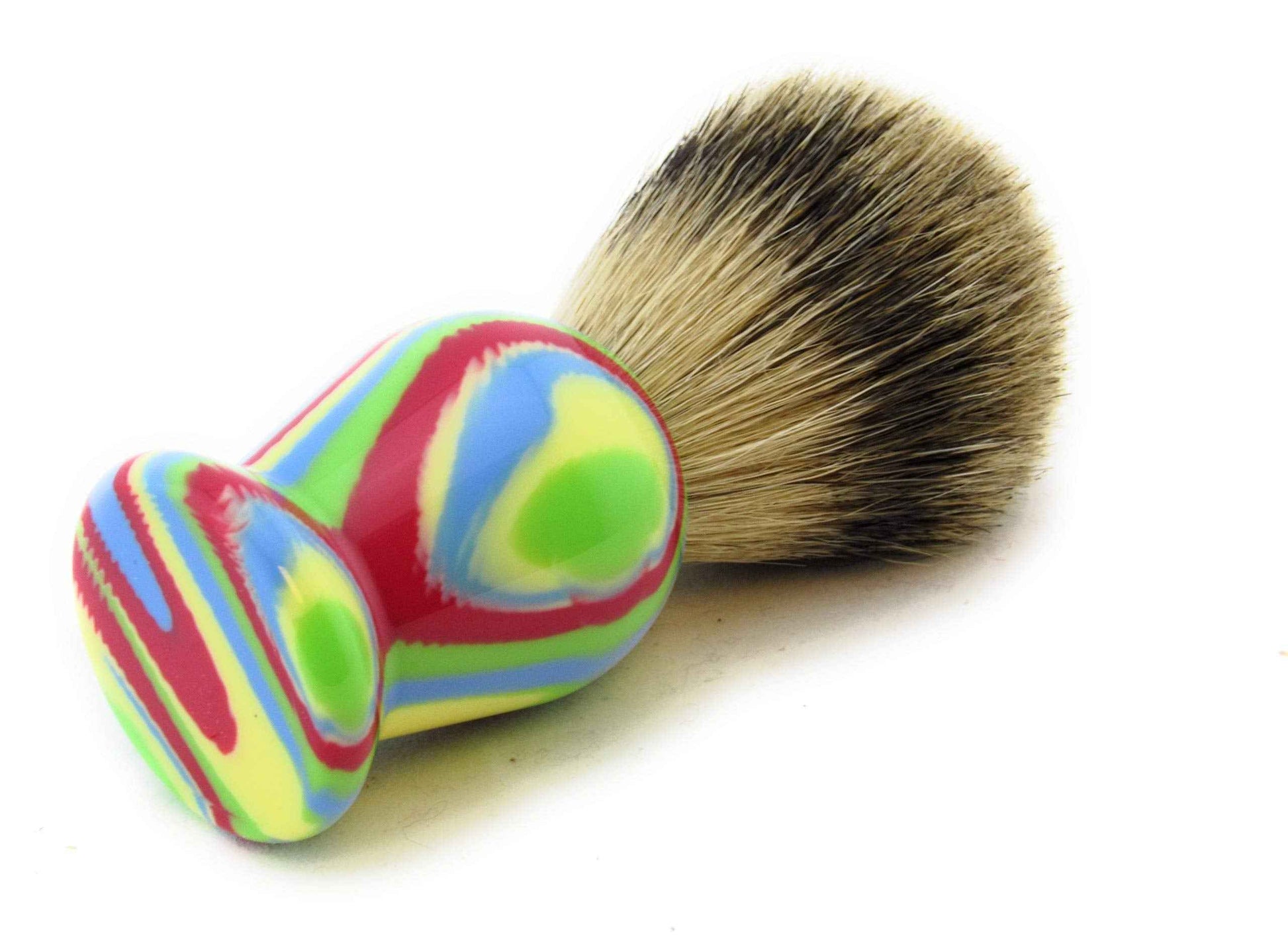 G.B.S Men's Classic Shaving Brush Bristles Retro Striped Tie-Dyed Pure Badger Shaving Brush - Resin Handle-Free Chrome Stand For Proper Drying! Long Lasting Convenient To Use