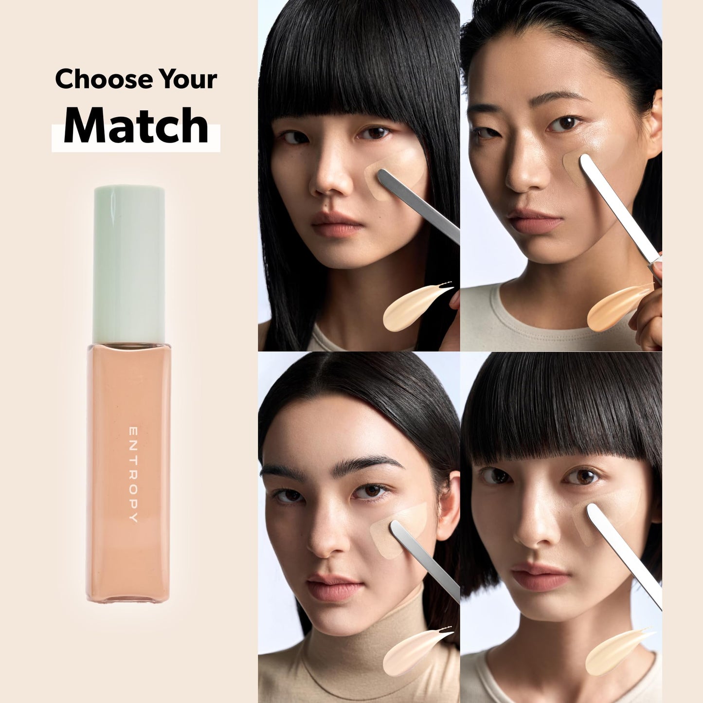 ENTROPY MAKEUP Organza Fit Spatula Foundation, Sheer to Medium Coverage, Built-In Spatula Applicator, Natural Finish, Flawless Skin, Long-Lasting Ultra Lightweight, Korean Makeup, #25.3