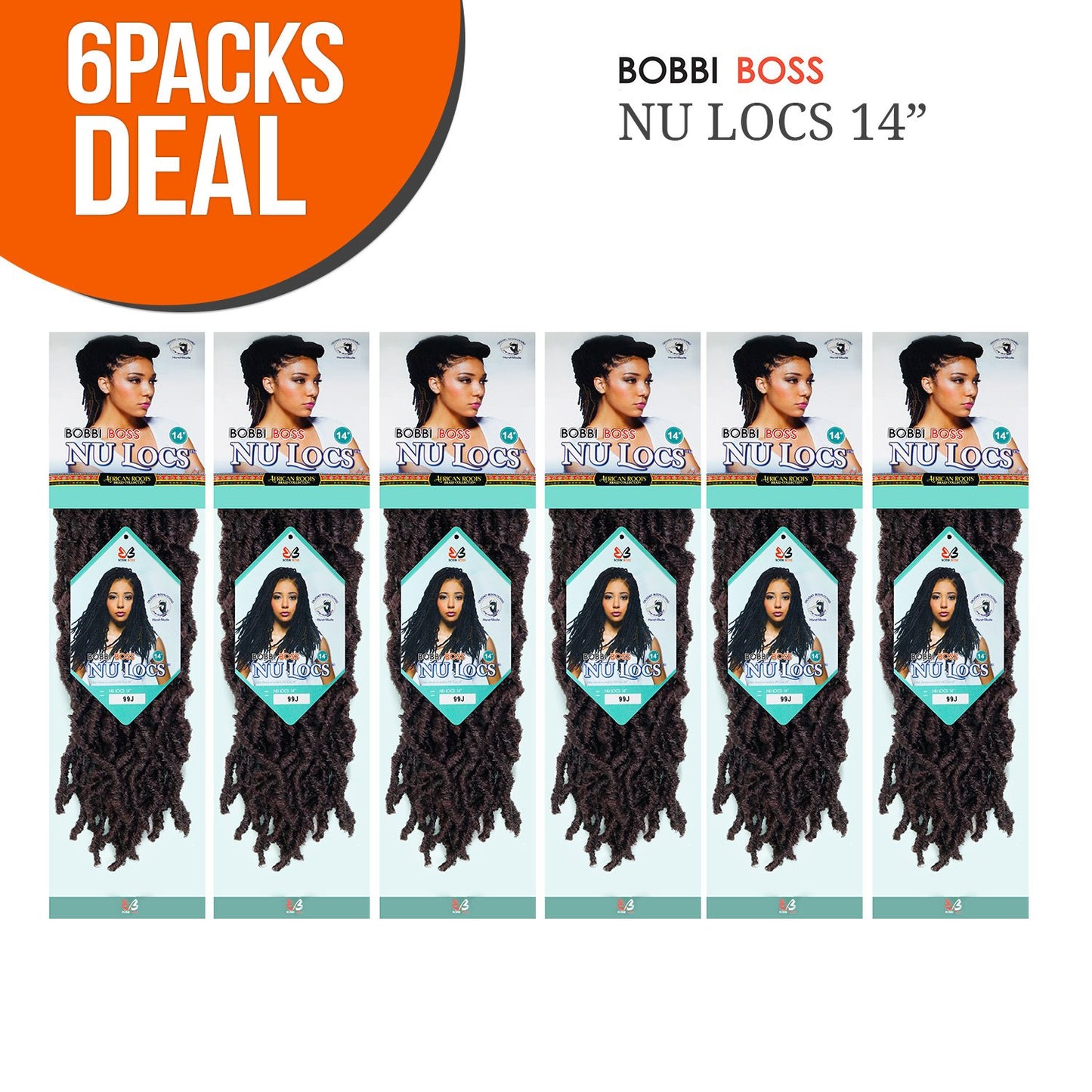Bobbi Boss Synthetic Hair Crochet Braids African Roots Braid Collection Nu Locs 14" (6-PACK, M1B/27)