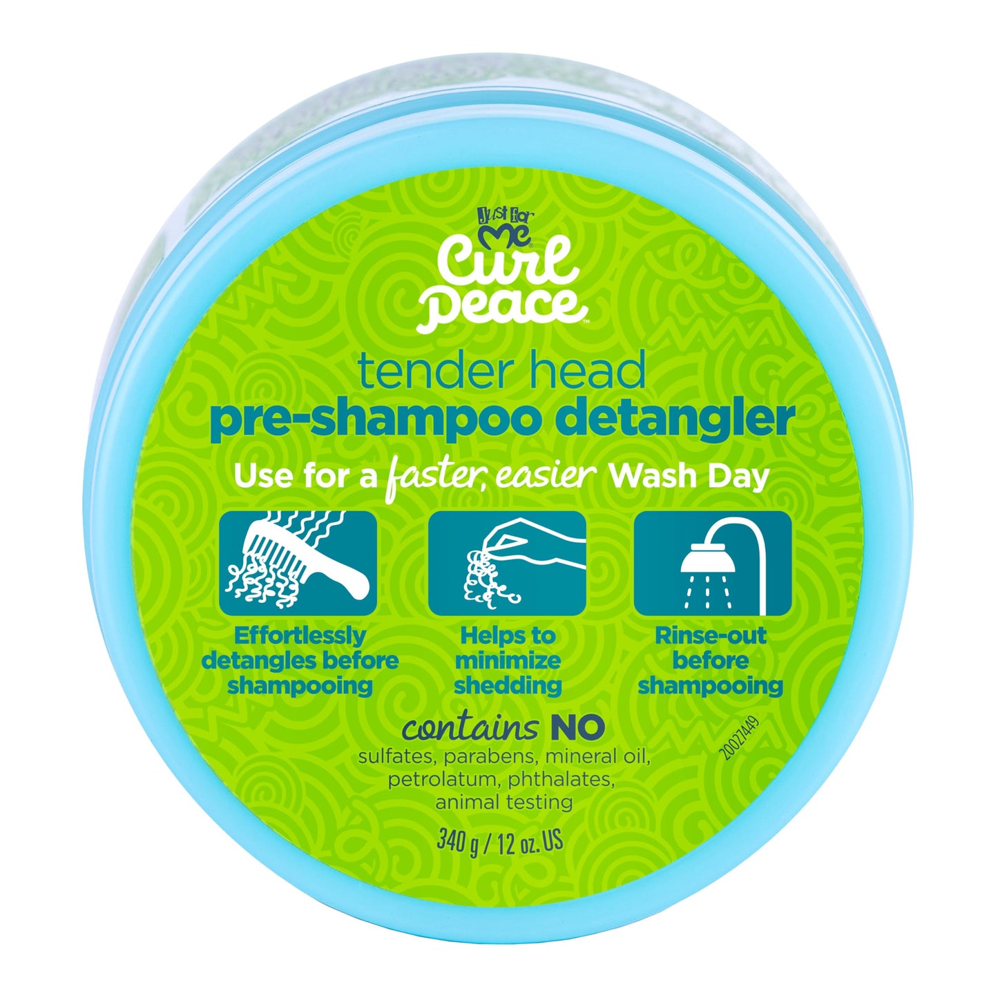 Just for Me Curl Peace Tender Head Detangling Treatment (3 Pack) - Rinses Away Knots, Pre-Wash, Post-Styling, Contains No Parabens, Sulfates, Mineral Oil, Petrolatum, or Animal Testing, 12 oz