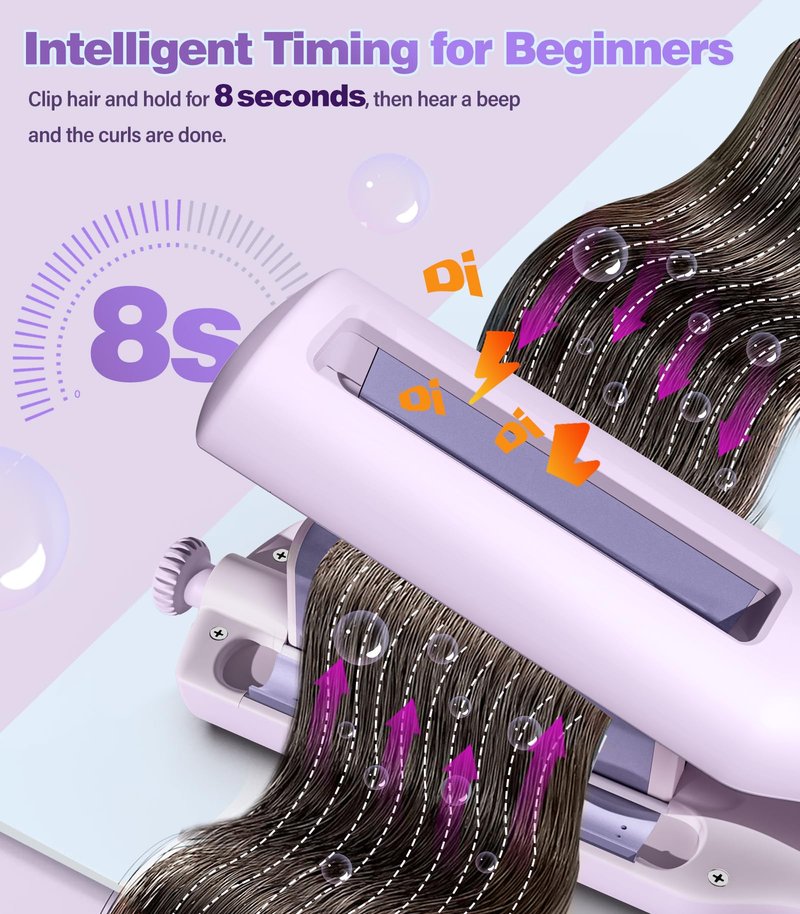 Dual Voltage Hair Dryer Brush for Travel,4 in 1 Blow Dryer Brush,Hair Crimpers and Wavers with Cool Airflow,Volumizer,110-240V Dual Voltage with European Plug Adapter(Purple)