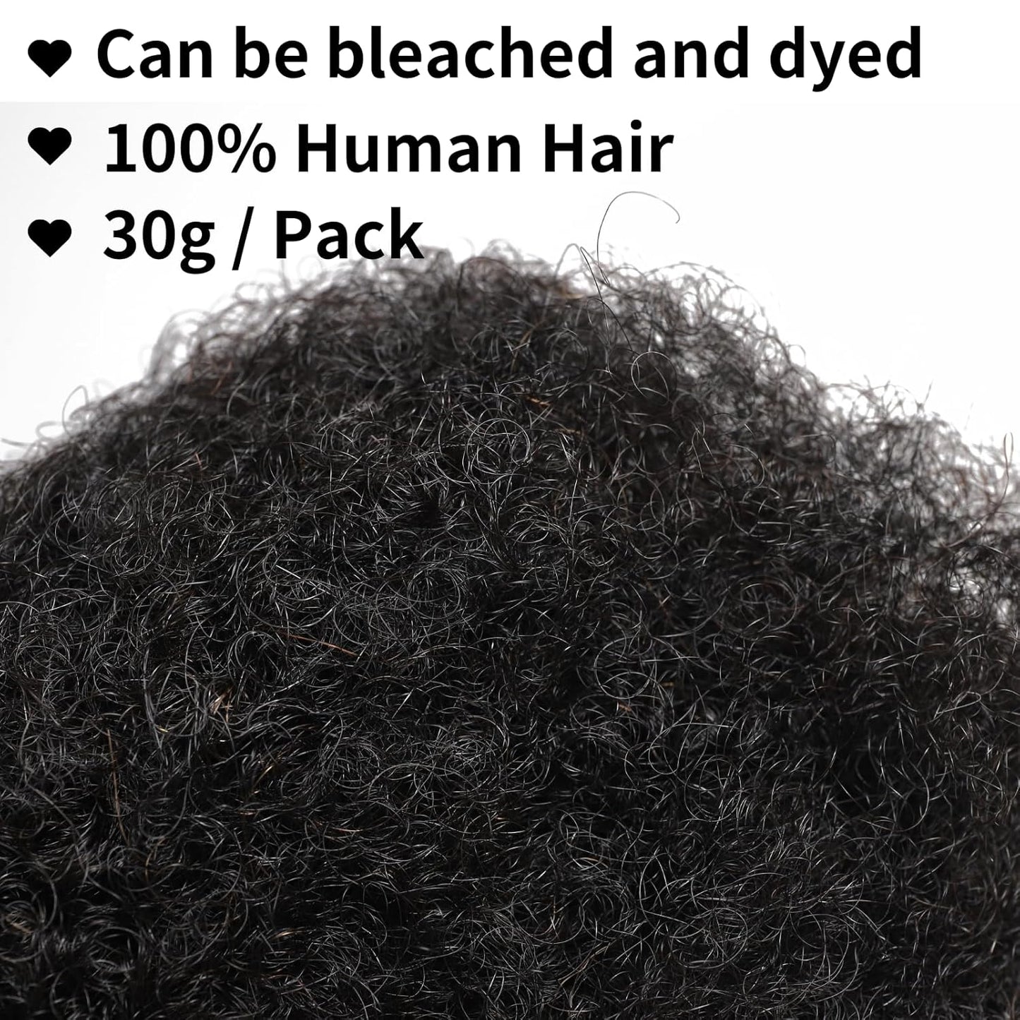 Afro Kinky Bulk Human Hair - 100% Human Hair for Dreadlock Extensions | 10 Inch Natural Black, Pack of 2