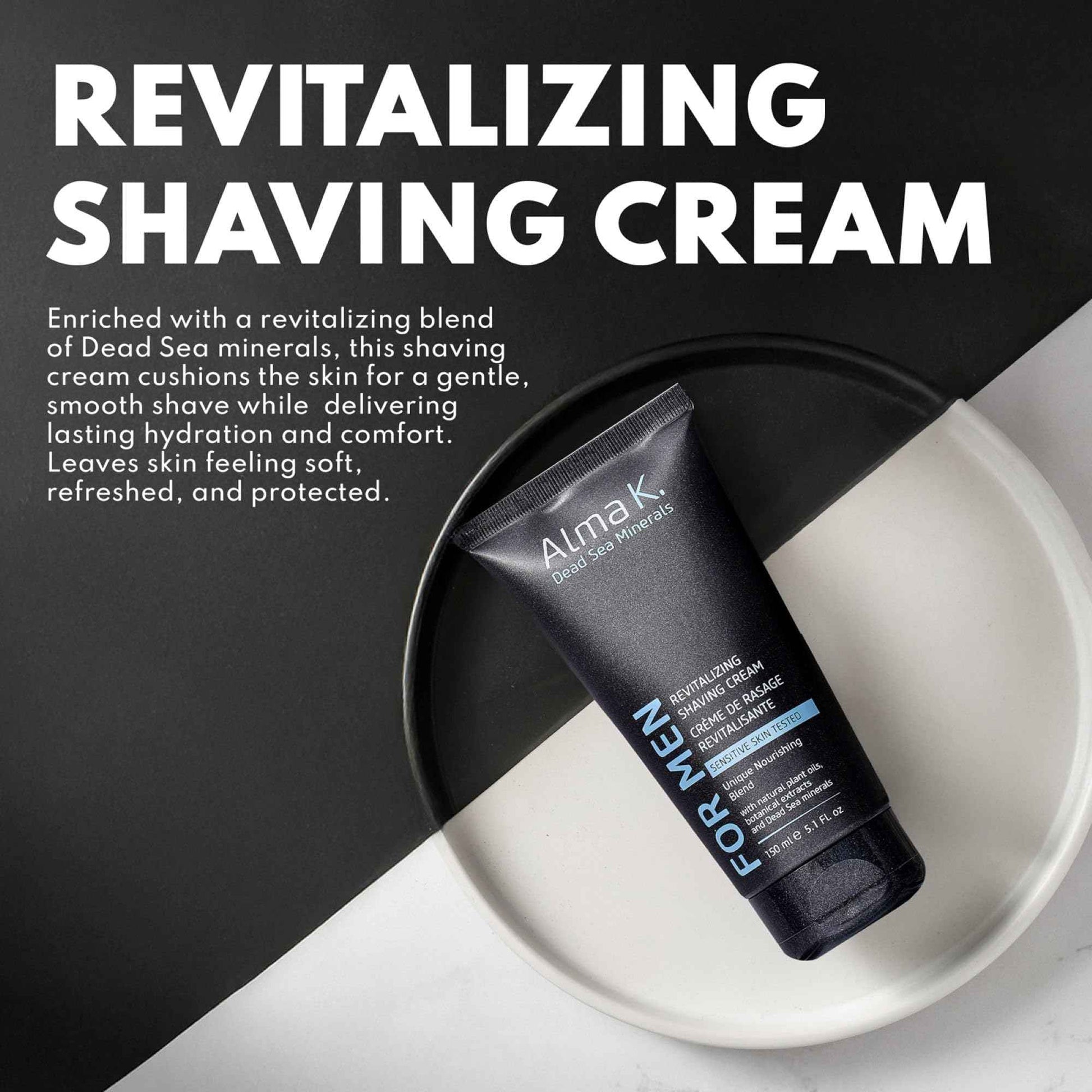 Alma K Revitalizing Shaving Cream - Nourishing and Calming Mens Shaving Cream with Dead Sea Minerals, Argan Oil - Gentle Shave Cream for Men - 5.1 oz