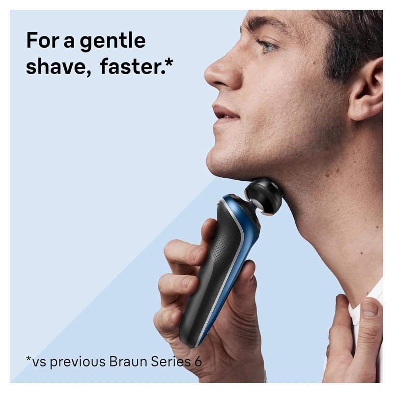 Braun Electric Shaver for Men - Series 6 6120s | Wet & Dry Shaving, Turbo & Gentle Modes, Precision Trimmer, Blue
