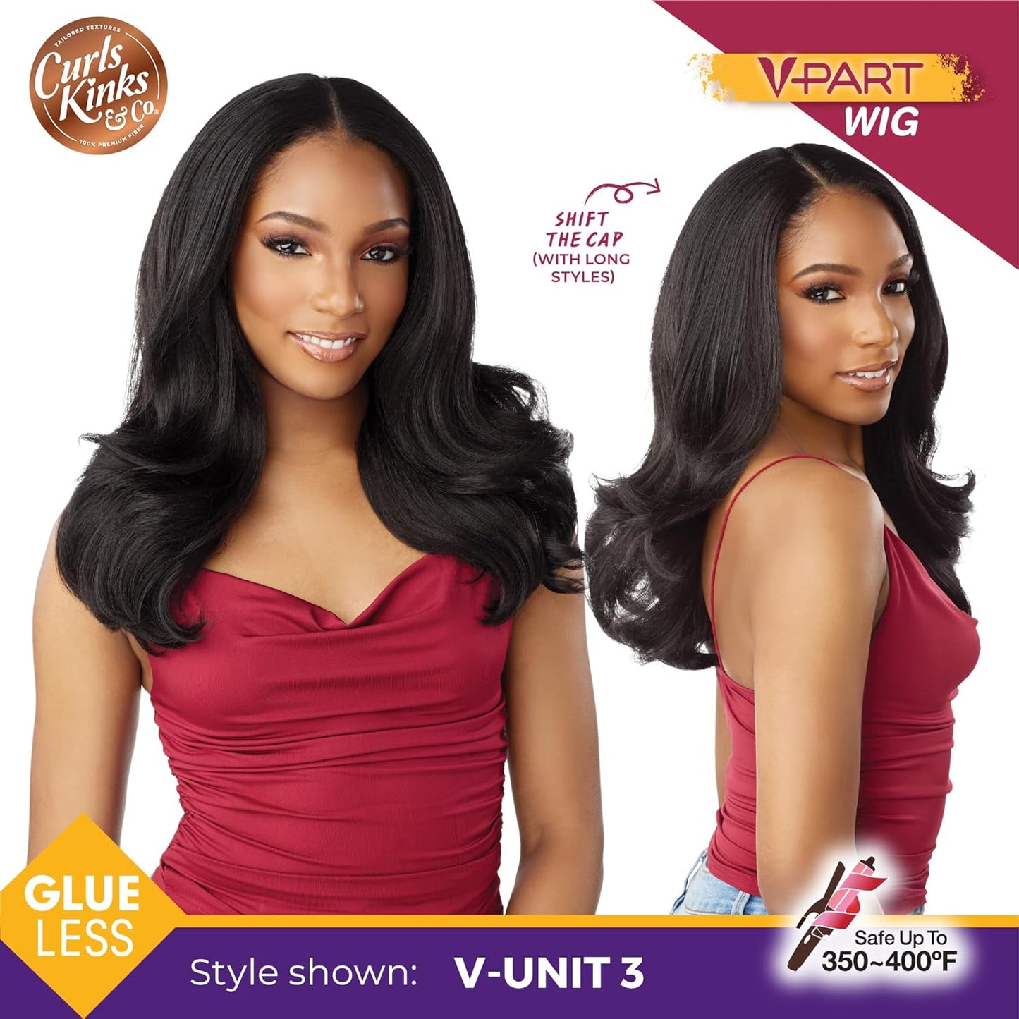 Sensationnel V-Part Wig - Natural Kinky Texture for 3C to 4C Hair | Glueless, Narrow Part, 1B Off Black