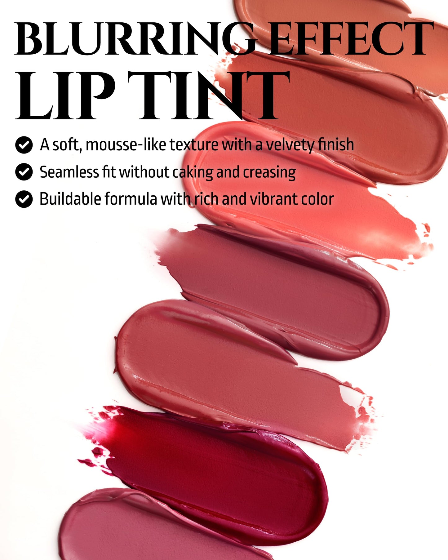 H HEVVY HEVVYMAKEUP Blurring Effect Lip Tint - Airy Velvet Matte Lips - Vegan, Longwear, Vibrant, Buildable Creamy Soft Texture - Korean Lip Makeup, Sweet Rosy, 0.13 fl.oz.