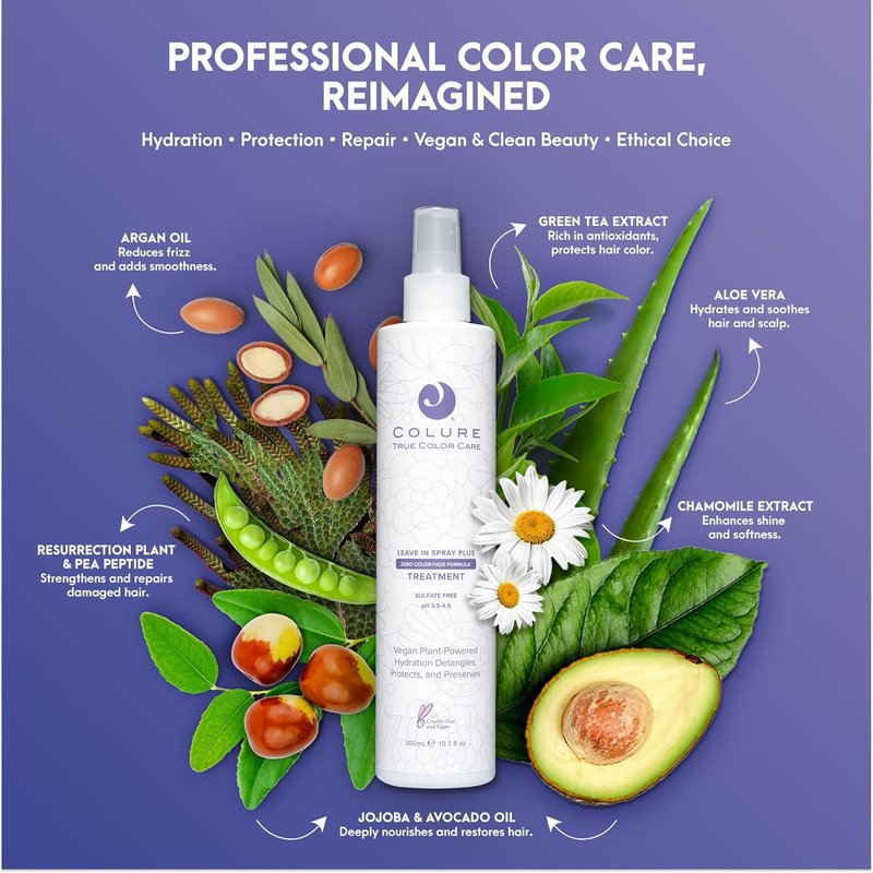 COLURE Leave-In Spray Plus - pH Balancing Detangler & Color Protection Primer | 10 Fl Oz