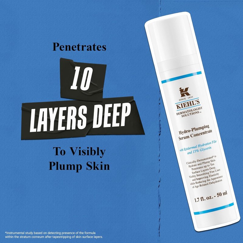 Kiehl's Hydro-Plumping Serum - Hydrating Formula for Plump Skin | Fragrance-Free, Dermatologist Tested