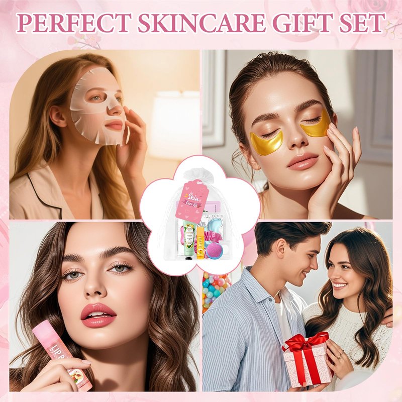 60 PCS Spa Party Supplies for Girls, Spa Party Favors Include Face Masks Skincare, Hand Cream, Lip Balm, Under Eye Patches, Lip Mask, Foot Bath Bombs, Bulk Birthday Sleepover Party Supplies for Women