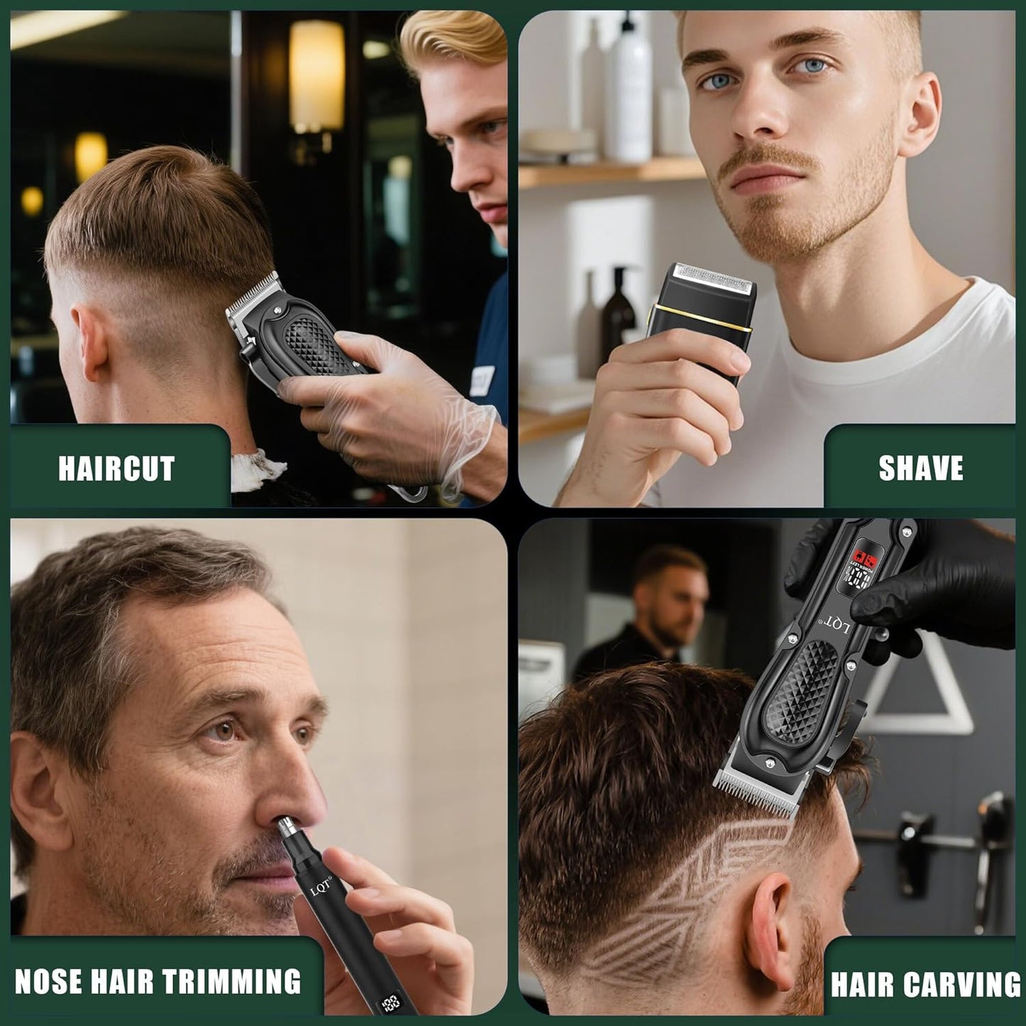 Hair Clippers for Men - 3-Piece Cordless Grooming Kit | Rechargeable Clipper, Foil Shaver & Nose Trimmer