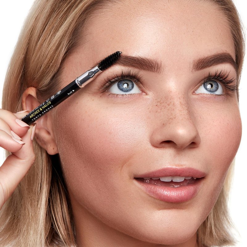 Arches & Halos Precision Brow Shaping Pencil - Double Sided Eyebrow Filler and Spoolie Brush - Creamy Texture for Shaping and Defining With Ease - Vegan, Cruelty Free - Neutral Brown - 0.070 oz