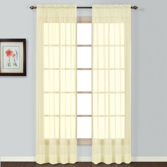 United Curtain Batiste Semi-Sheer Window Curtain Panel, 54 by 84-Inch, Yellow