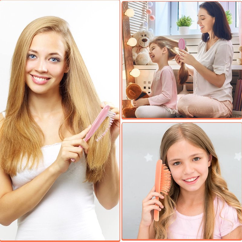Zopeal 28 Pcs Kids Graduation Gifts Wet Hair Mini Brush Hygiene Supplies Bulk Girl End of School Small Pocket Travel Summer Camp Hairbrush Detangler Soft Bristle Bridesmaid Party Favor(28 Colors)