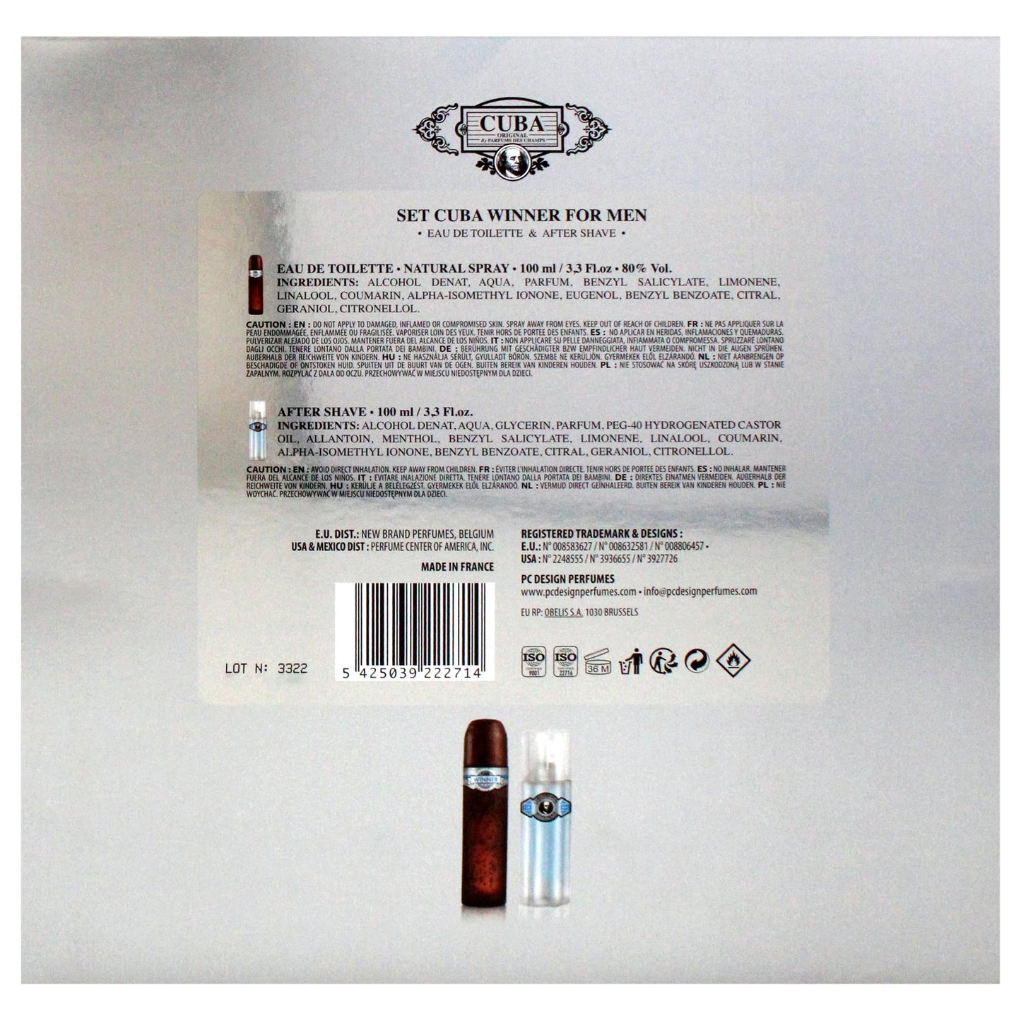 Cuba Winner 3 Pieces Gift Set for Men, (3.3 Ounce Eau de Toilette Spray + 3.3 Ounce After Shave + A Key Chain)