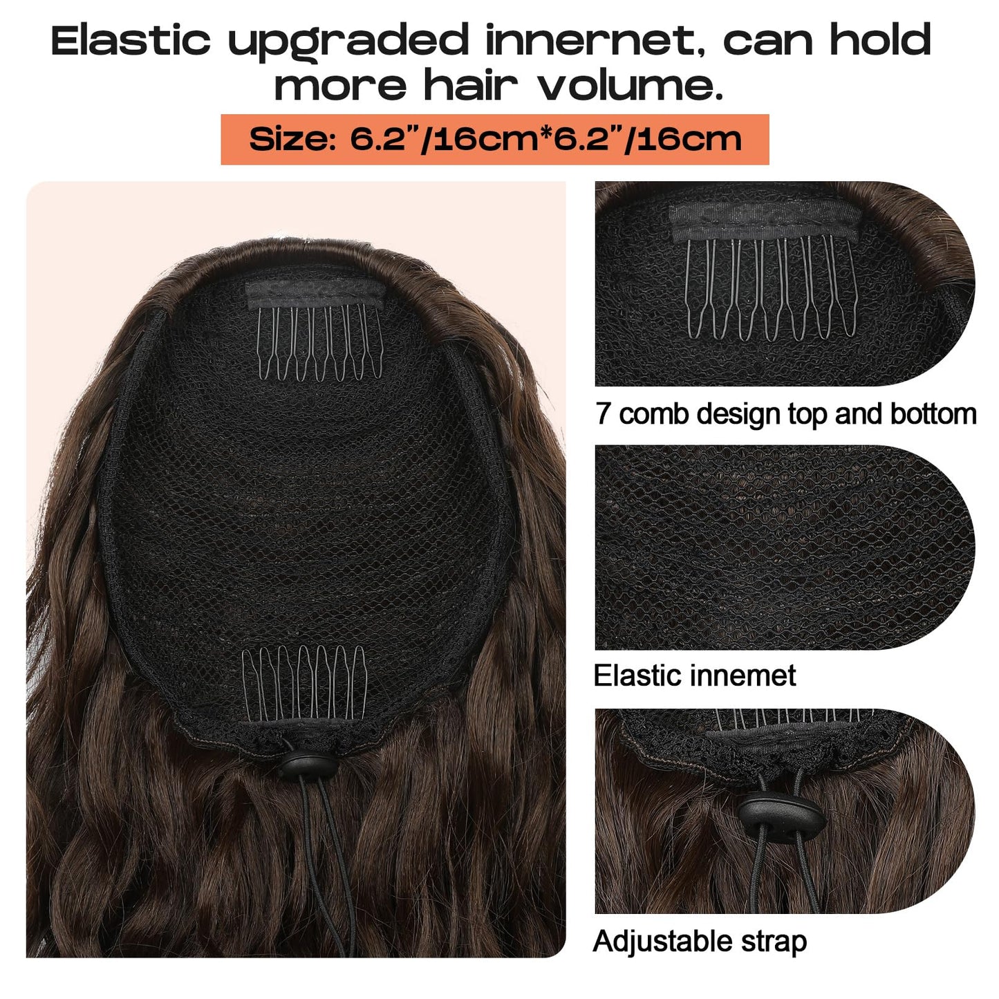 SEIKEA Black Ponytail Extension, 36" Long Lightweight Full Natural Curly Drawstring Ponytail Fake Pony Tail Multi Layered Soft Clip in Hair Extensions Ponytail Synthetic Hairpiece for Women
