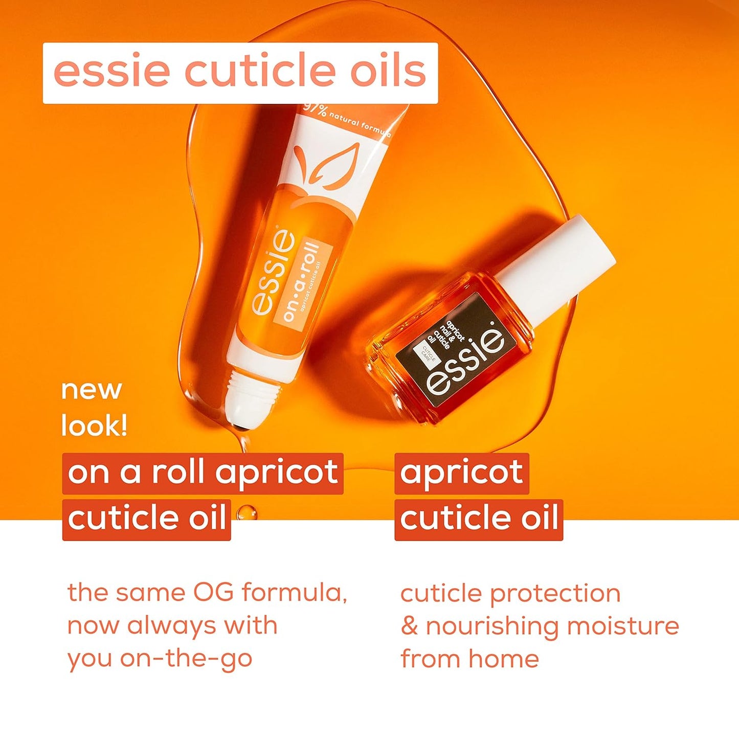 essie Nail Care, 8-Free Vegan, Apricot Nail and Cuticle Oil, softened and nourished cuticles, 0.46 fl oz