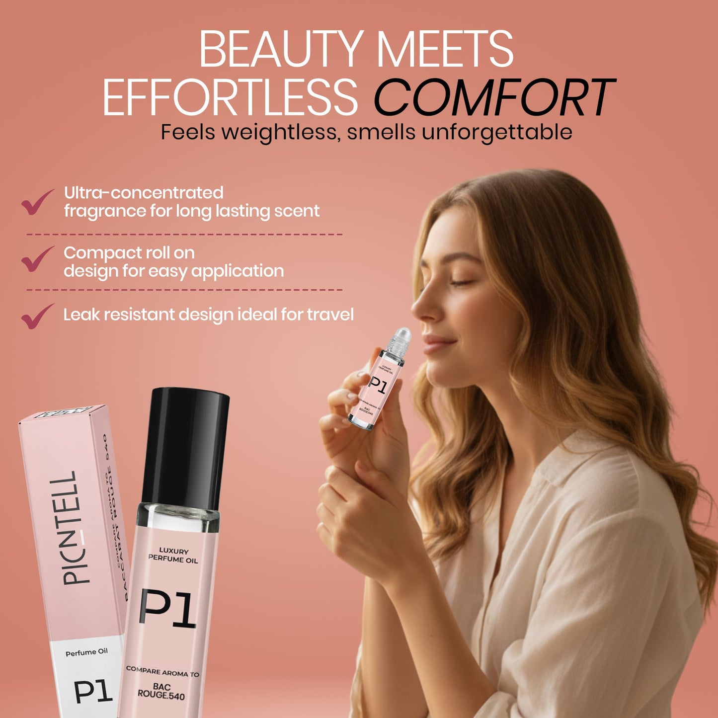 PICNTELL P Series Impression Perfumes for Women – Travel Friendly Roll-on Perfume Oils Based on Iconic Designer & Luxury Scents, Long-Lasting Women’s Fragrances (1 - Pack, (P1))