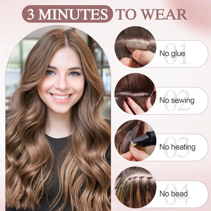 SEGO Pro Halo Hair Extensions Real Human Hair Wavy Invisible Wire Hairpiece Adjustable One Piece With 2 Secure Clips For Women to Add Length,12inch Gold Blonde Mixed Bleach Blonde,55g