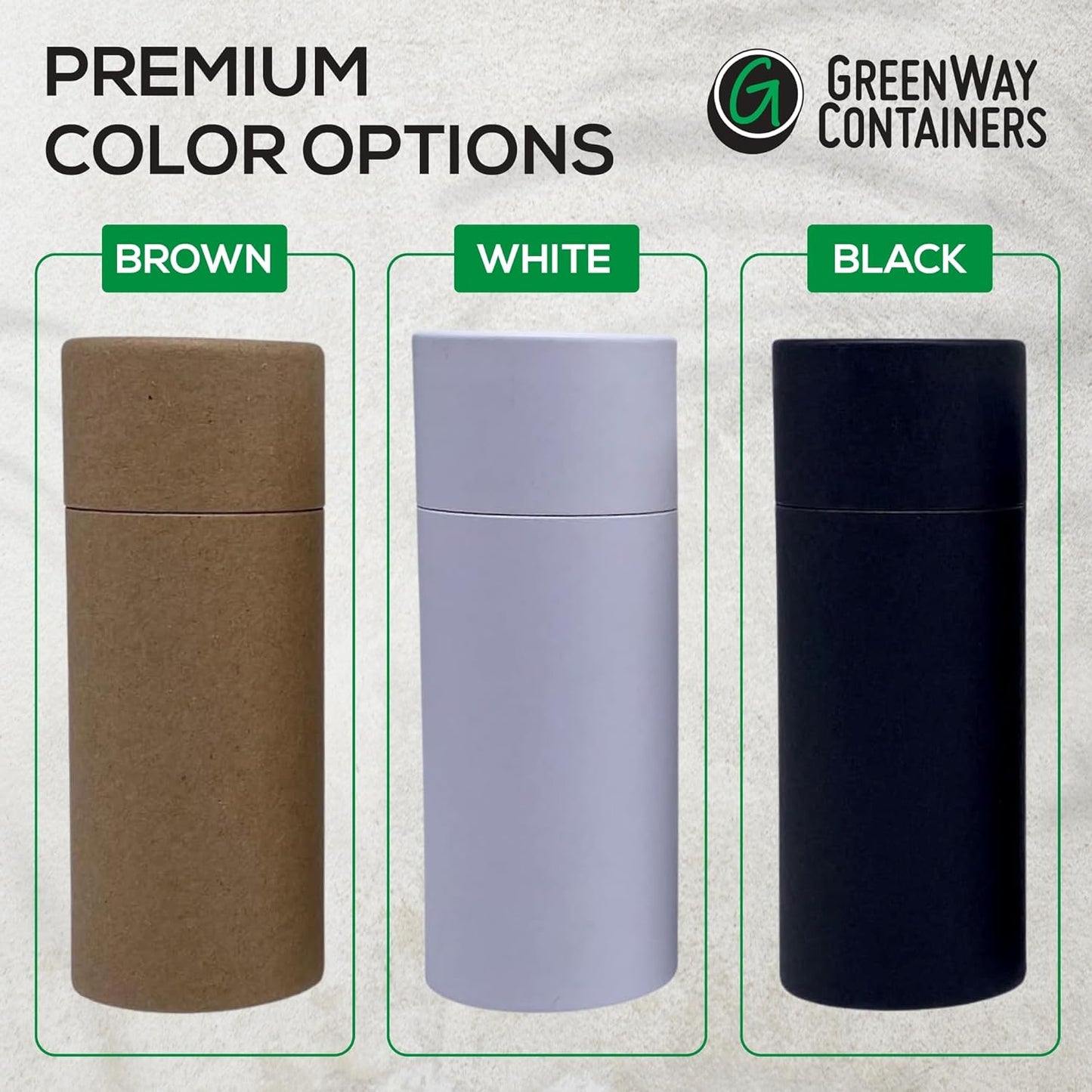 Kraft Paperboard Deodorant Tubes - 2.5oz Refillable Solid Perfume Containers | 25 Pack, Black