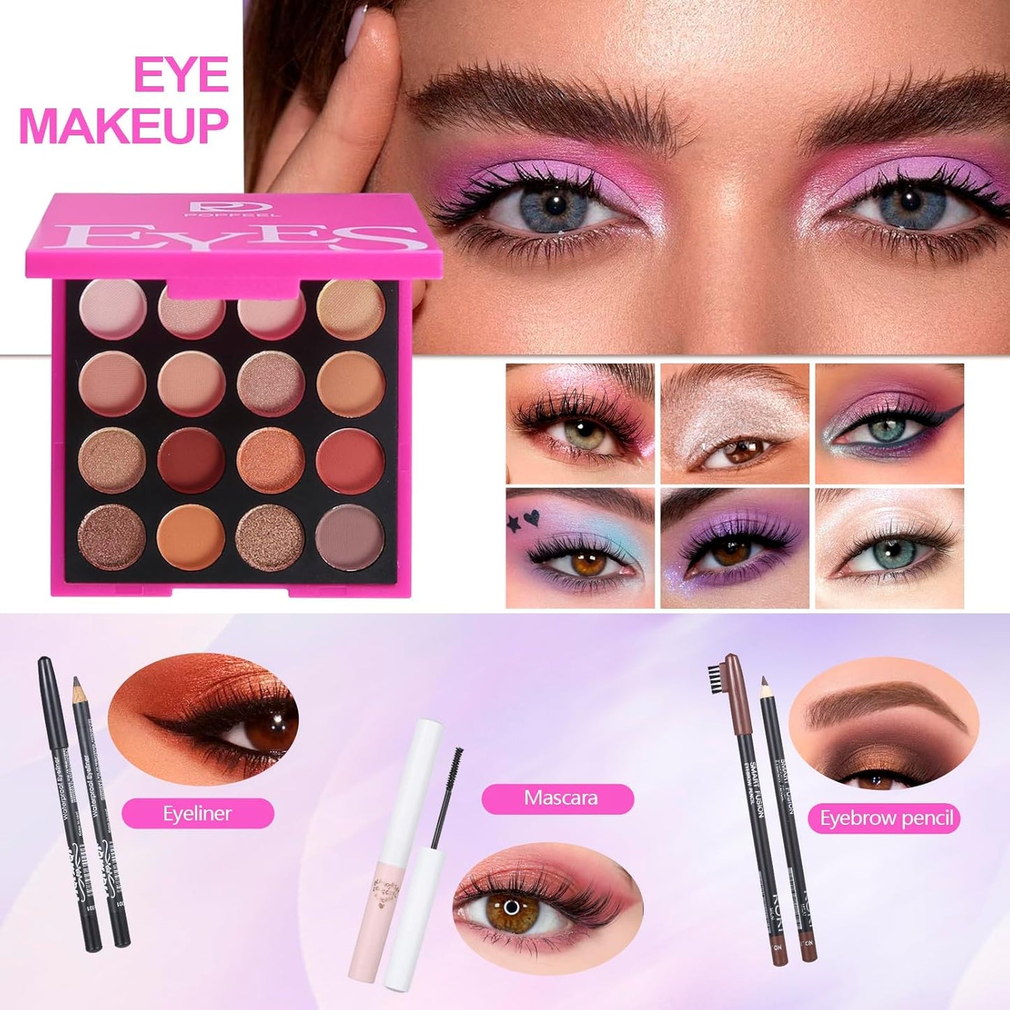 Makeup Kit for Teens - Complete Set with Eyeshadow Palette, Lip Gloss, Mascara & Brushes | Perfect Gift for Women