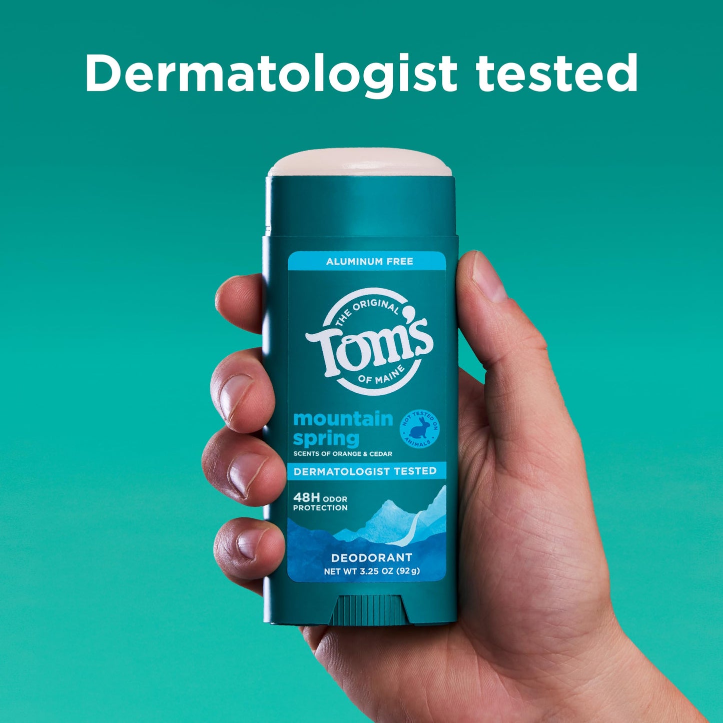 Tom’s of Maine Mountain Spring Natural Deodorant for Men and Women, Aluminum Free, 3.25 oz, 2-Pack