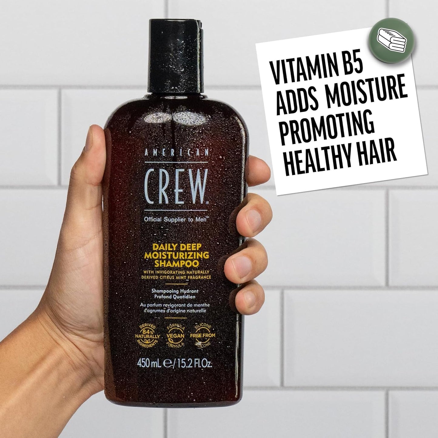American Crew Shampoo for Men - Daily Deep Moisturizer, Vegan Citrus Mint Formula | 33.8 Fl Oz