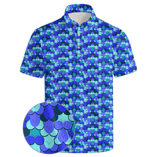 wunjqen Funny Golf Shirts for Men Funny Polo Shirts for Men Crazy Performance Moisture Wicking Quick-Dry Polo Shirts Short Sleeve Crazy Blue XXL