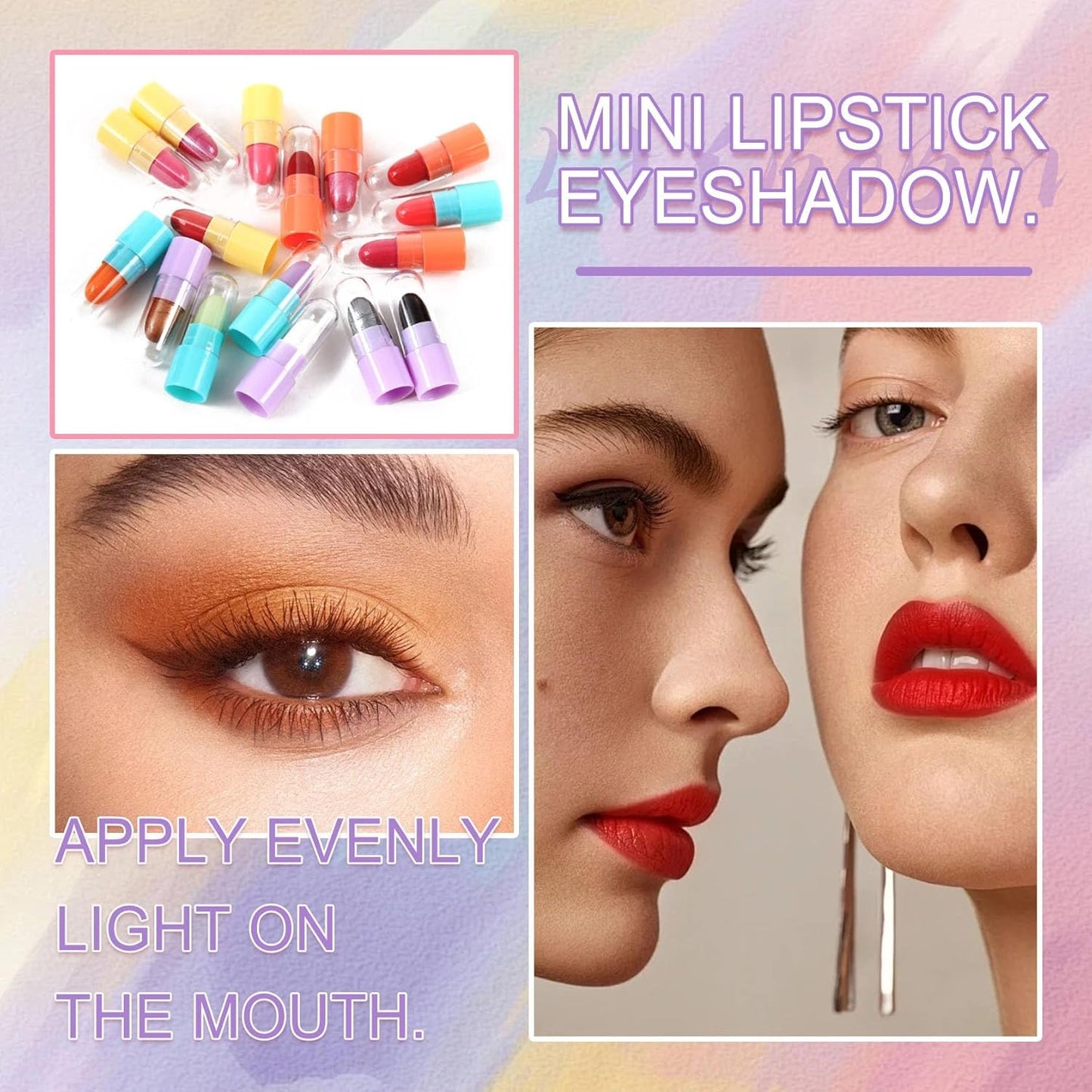 Mini Lipstick & Eyeshadow Stick Set - 16PCS Ultra Matte Color Changing | Long Lasting Waterproof Magic Glitter