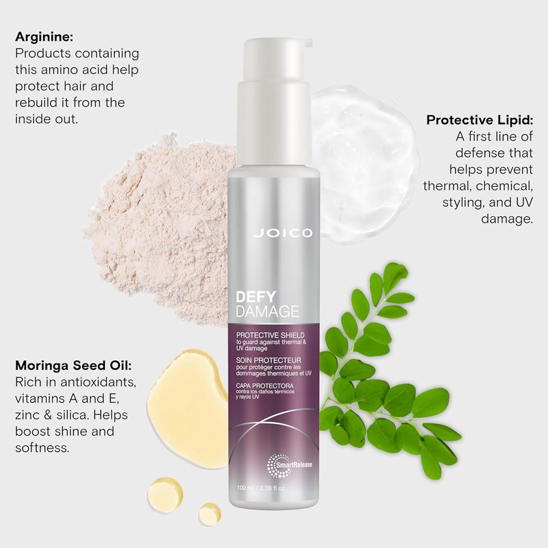 Joico Defy Damage Protective Shield - UV & Thermal Protection for Color-Treated Hair | Strengthens Bonds & Preserves Color with Moringa Seed Oil