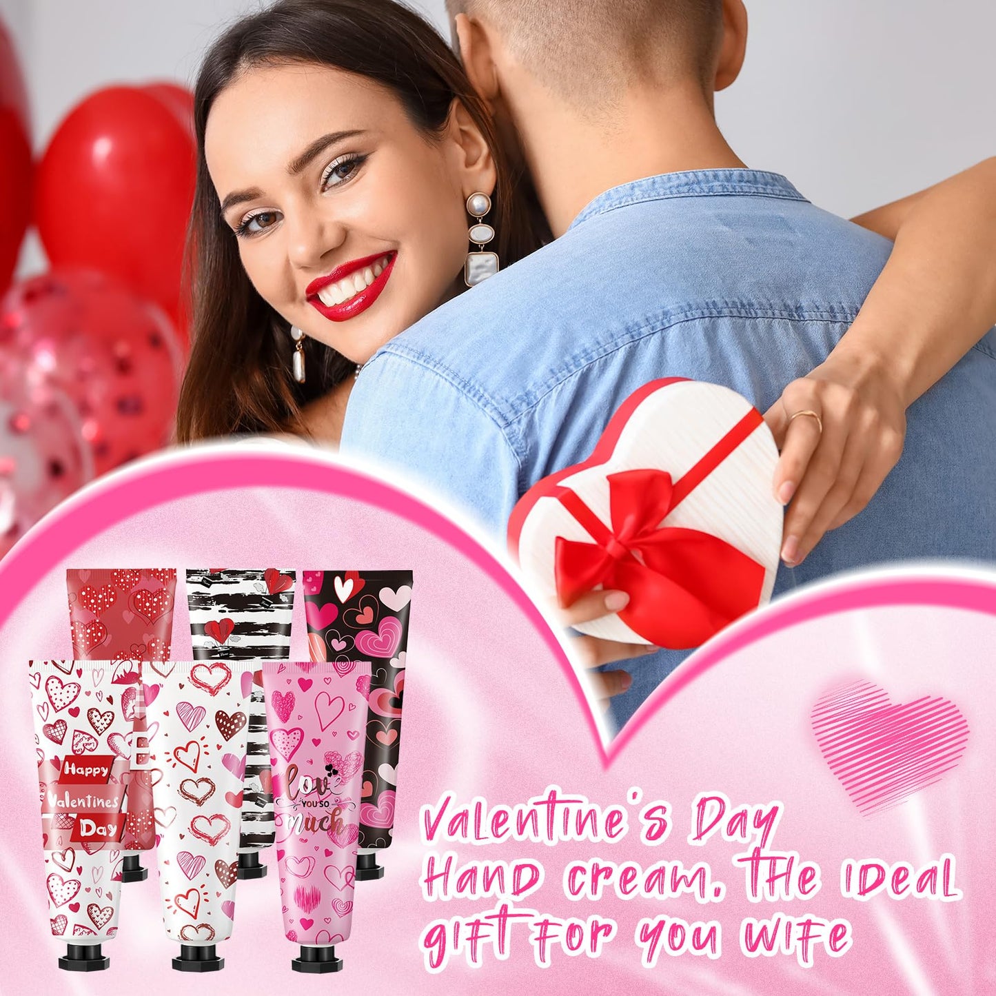 12 Pcs Valentine's Day Hand Cream Gift Bulk Valentine Gift Basket Stuffers Love Heart Moisturizing Galentine's Hand Lotion Bulk Small Dry Cracked Care Cream for Women Friends Seniors Clients, 30 ml
