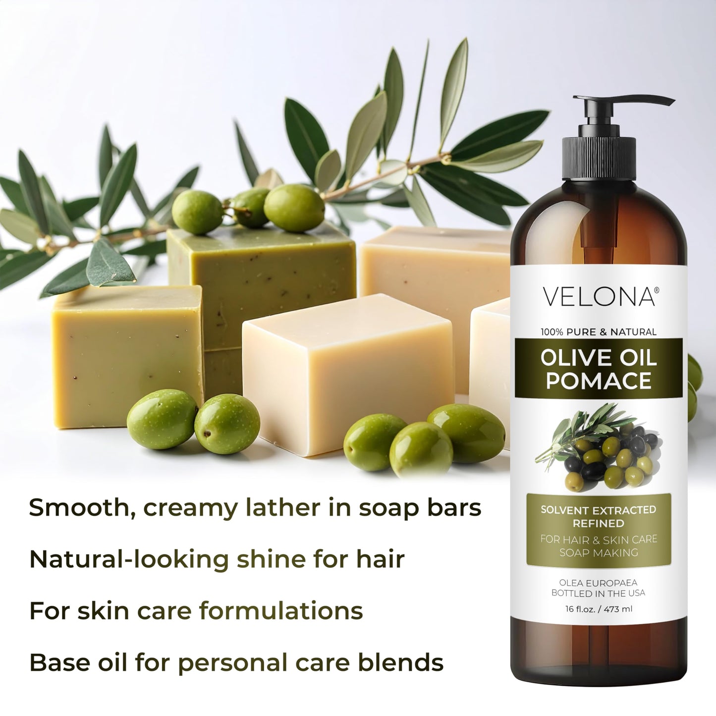 velona Olive Pomace Oil 64 Fl Oz | 100% Pure and Natural Carrier Oil | Refined | Skin, Hair, Body & Face Moisturizing | Use Today - Enjoy Results.