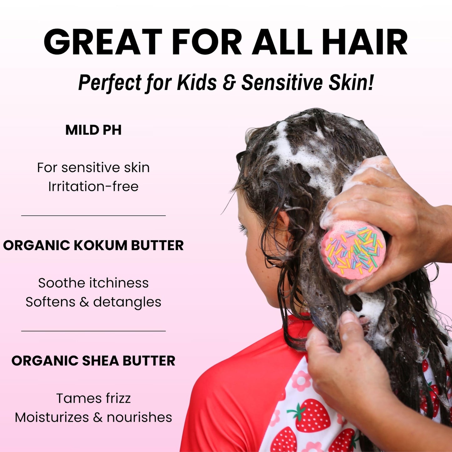 Otter co. Kids Gentle Birthday Cake Shampoo Bar – Tear Free Toddler Shampoo – Sulfate Free & Non Toxic – Made with Organic Ingredients, Vegan, Cruelty Free, Natural & Hydrating for All Hair, USA Made