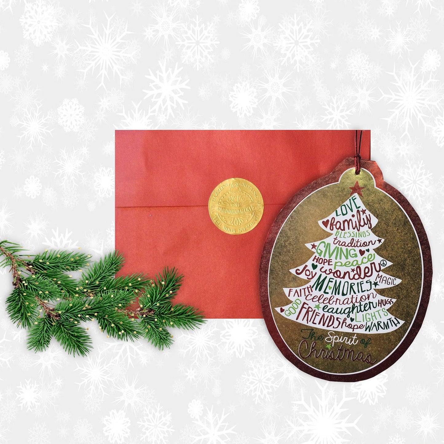 Jillson Roberts 6-Count Cardornament Hanging Christmas Cards with Envelopes Available in 12 Designs, Friends and Memories