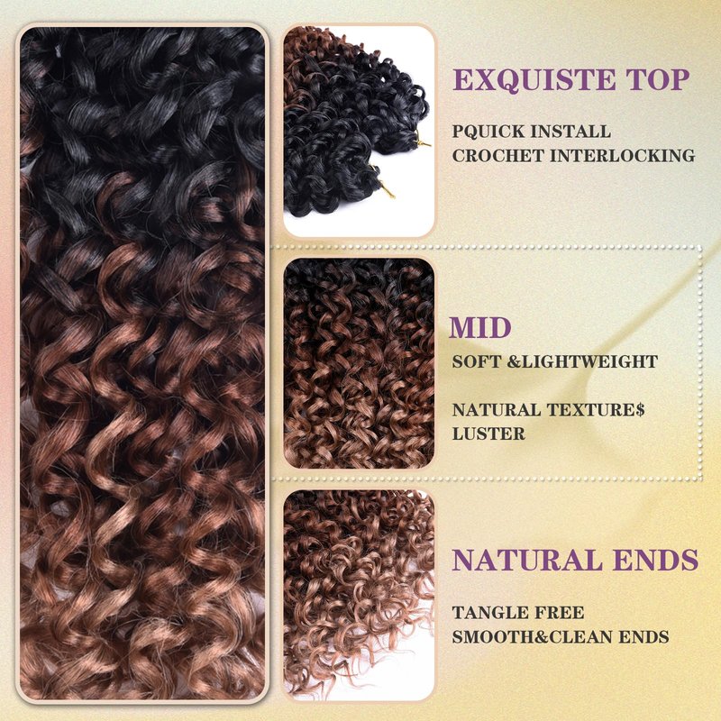 Silke Curly Gogo Curl Ocean Wave Crochet Braids Hair 6 Pack Water Wave Hair Extensions For Women (1B/30/27, 14)