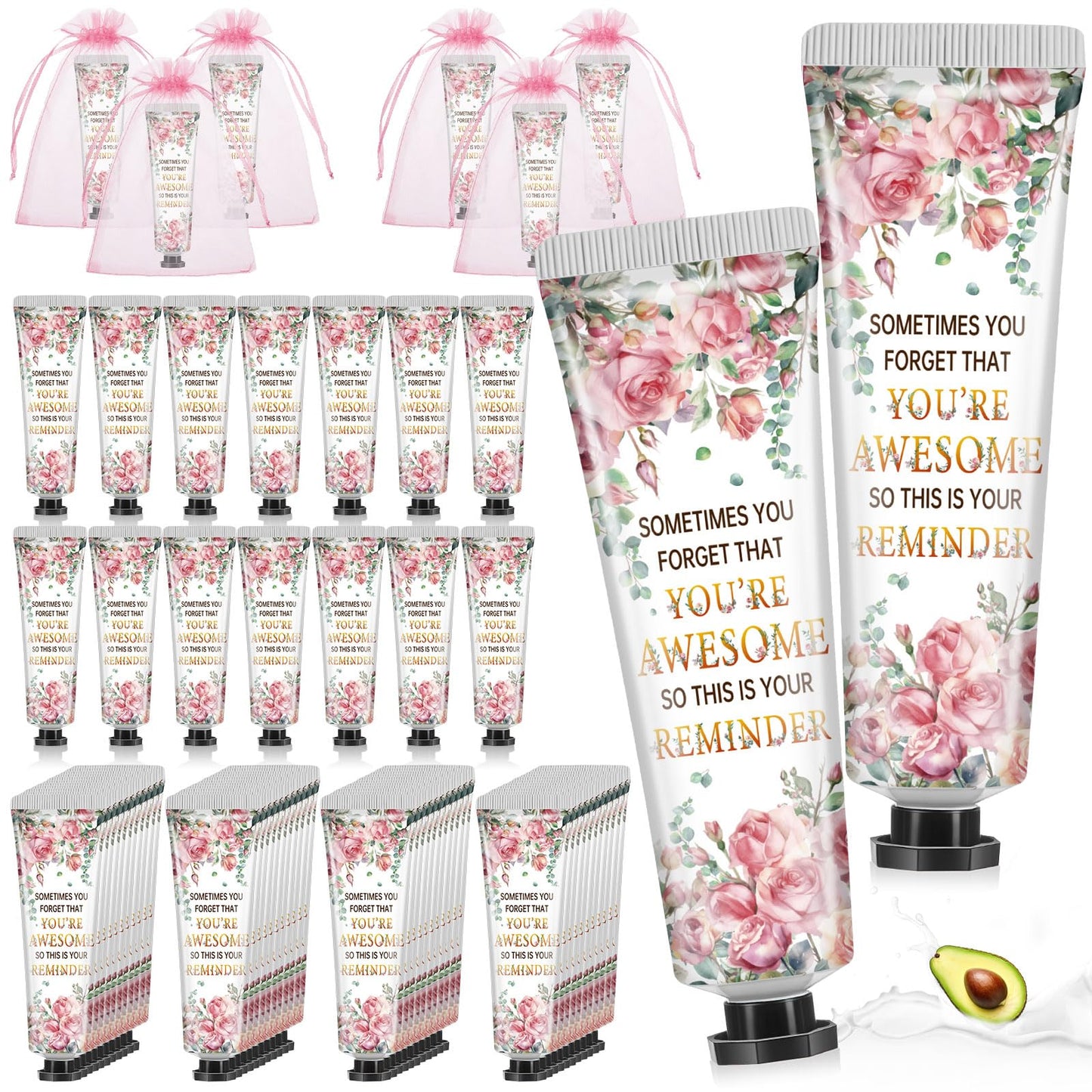 Swiffen 48 Sets Inspirational Hand Cream Gifts for Women Bulk, Teacher Appreciation New Job Gift Bridal Wedding Favors for Lady Friend Coworker, Travel Size Lotion for Women Birthday with Organza Bags