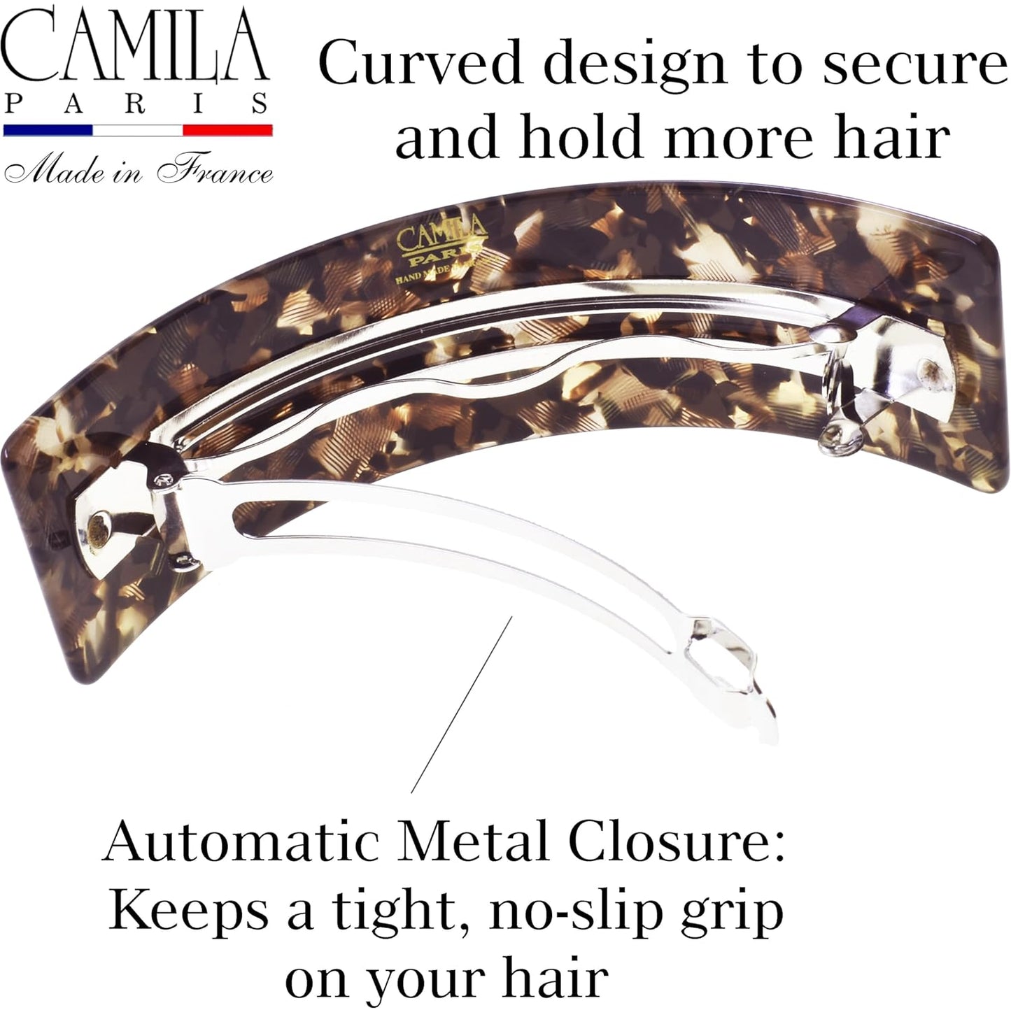 French Hair Barrette Clip - Strong Hold for Thick Curly Wavy Hair | Handmade in France