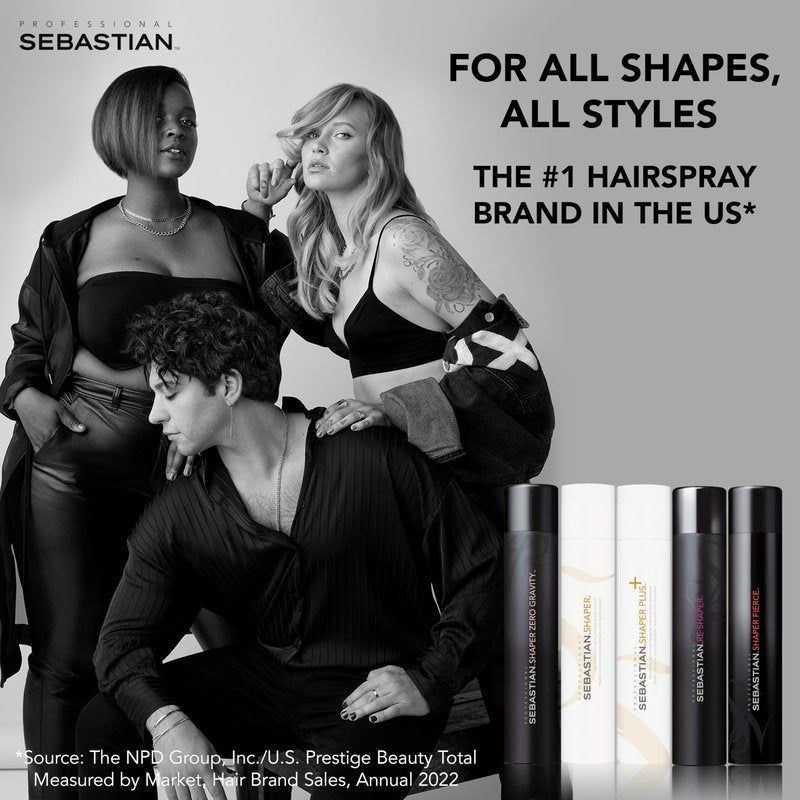 Sebastian Professional Shaper Plus Mini Hairspray, 80% VOC | Humidity Resistant, Original Extra Hold | Travel Size, 1.3 oz