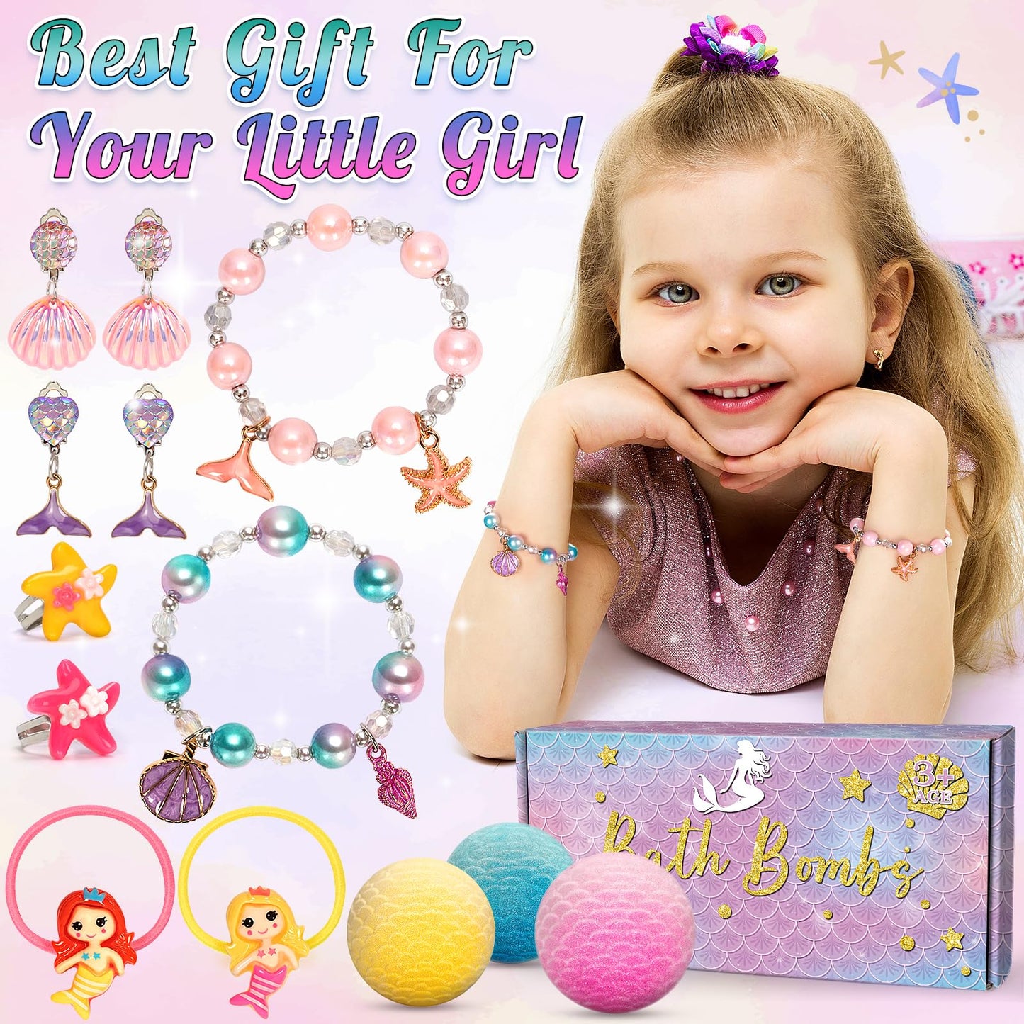item_name - 8 Packs Mermaid Bath Bombs for Kids Girls, Bubble Bath Bomb Kit with Surprise Toys Inside, Bath Toys for Kids Aged 3+, Ideal Gifts Stocking Stuffers for Girls 3 4 5 6