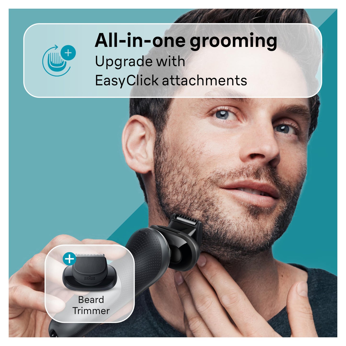 Braun Series 7 Electric Shaver for Men, Wet & Dry Foil Razor, Precision Trimmer Attachment, Charging Stand, Travel Case, Space Grey 7127cs