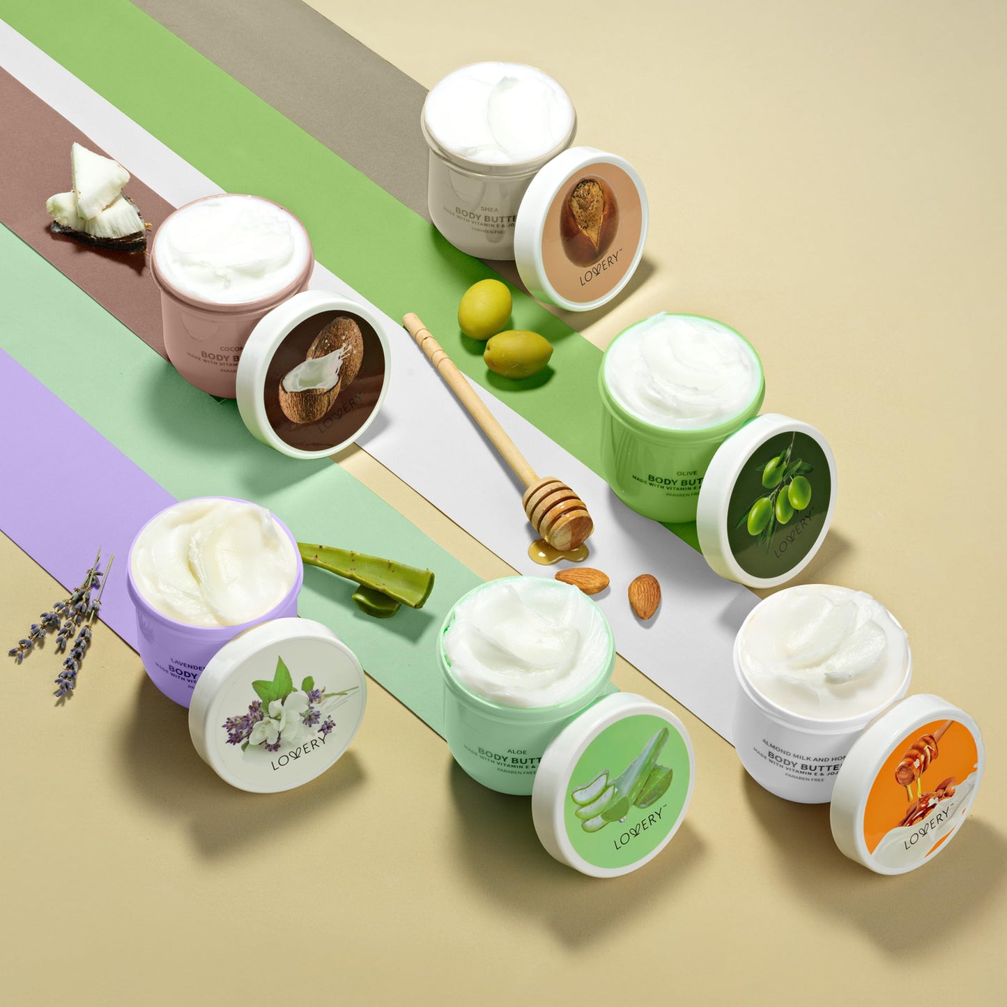 Body Butter for Women Gift Set – 6 Whipped Body Creams W Shea Butter, Jojoba Oil & Vitamin E, Deep Moisturizing Body Lotion Collection, Coconut, Aloe, Olive, Shea, Lavender Jasmine, Almond Milk Honey