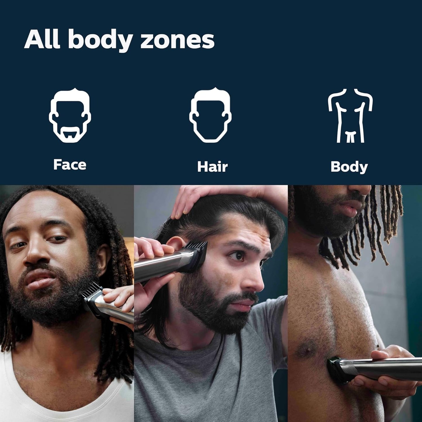 Philips Multigroom 7000 Series - All-in-One Beard Trimmer & Hair Clipper | 19-Piece Men's Grooming Kit with Soft Pouch, MG7910/49