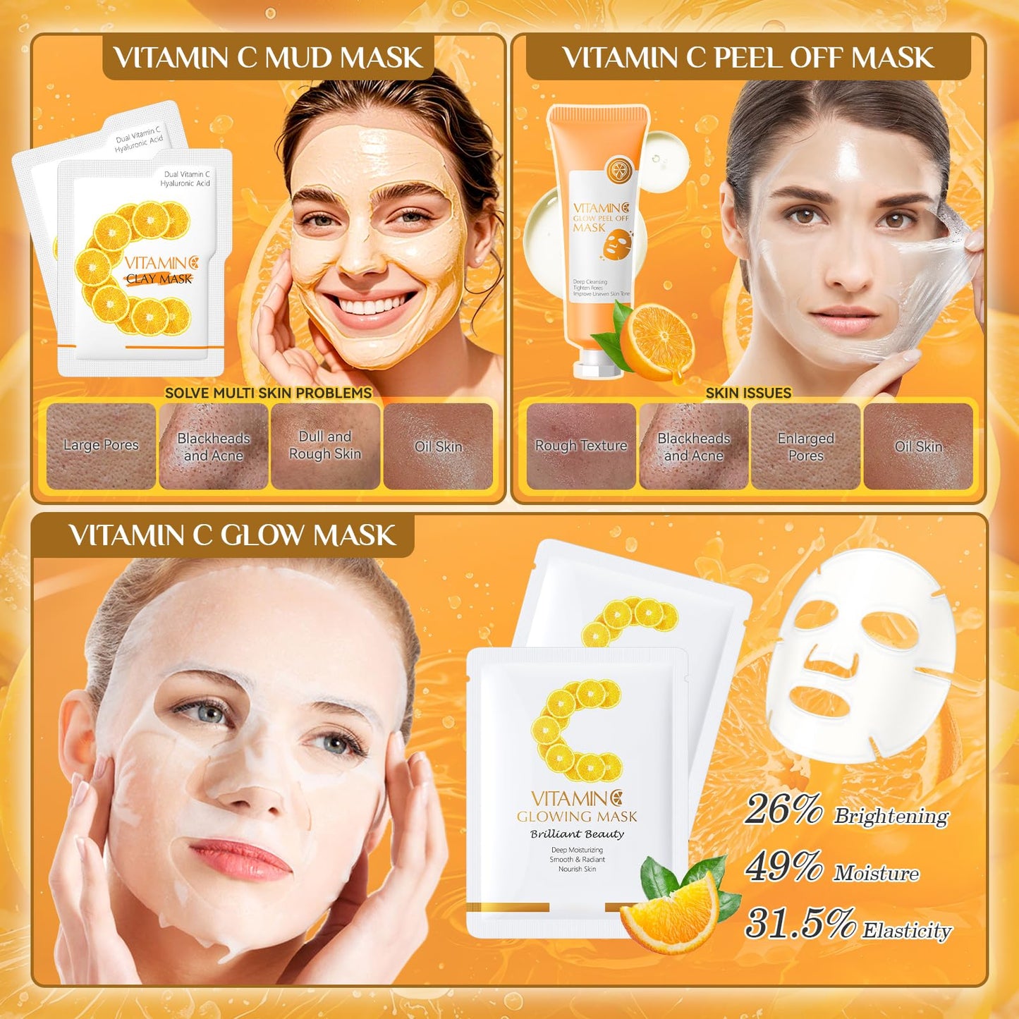 28 Pcs Vitamin C Skin Care Set, Skincare for Girls 10-12, Complete Skincare Routine for Deep Clean, Soft and Hydrated Skin, Ideal Gift for Teen Girls