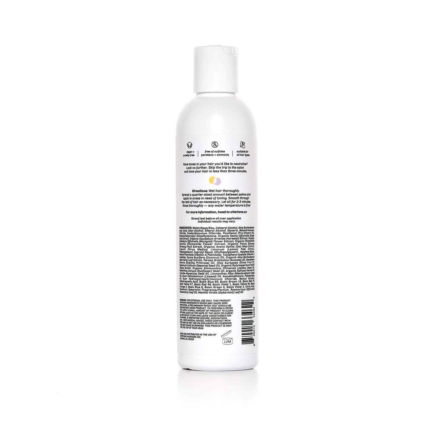 oVertone Haircare Purple Toning Conditioner - Neutralizes Brassiness for Blonde & Platinum Hair - Deeply Hydrating Formula with Shea Butter & Coconut Oil - Vegan, Cruelty-Free, Paraben-Free - 8 oz
