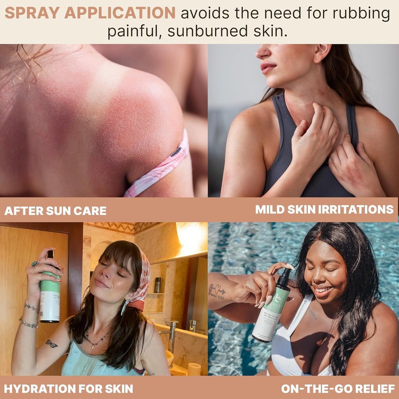 Aloe Vera After Sun Cooling Spray - Organic Formula for Sunburn Relief & Skin Hydration | Fast Absorbing, USA Made
